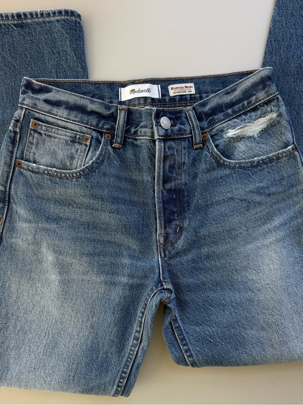 Madewell Dean Easy Straight Jeans Kaihara Denim 25 ,Classic Blue